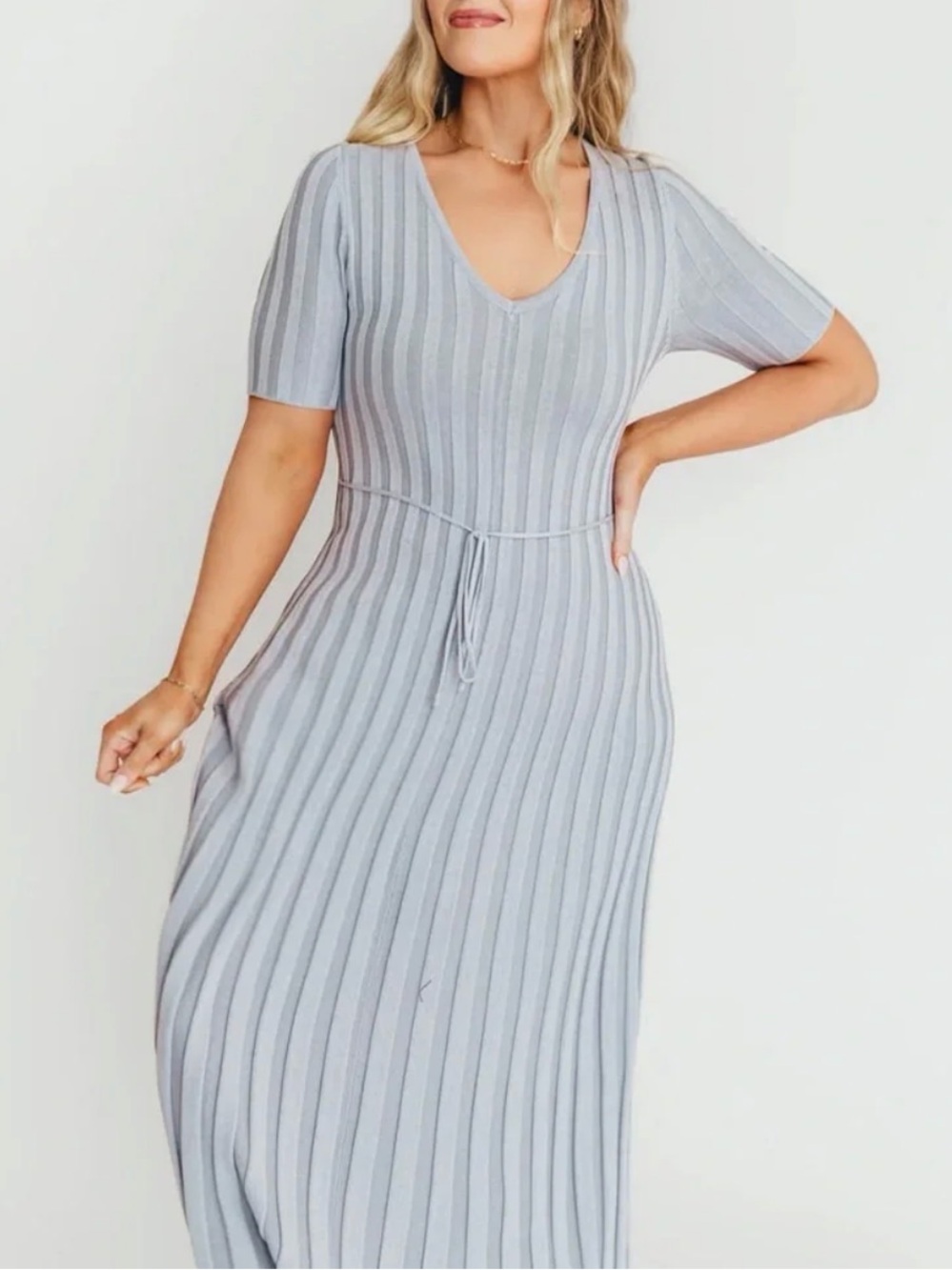 Worth Collective | Oakley Ribbed Maxi Dress in Blue | Bump Friendly | Size M